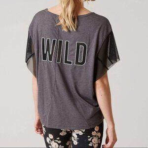 Free People Movement WILD Mesh T-shirt Wide Neck Athletic Top - M